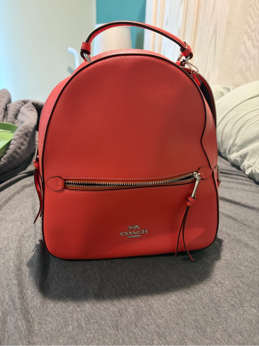 Coach Coral-Red Leather Mini Backpack